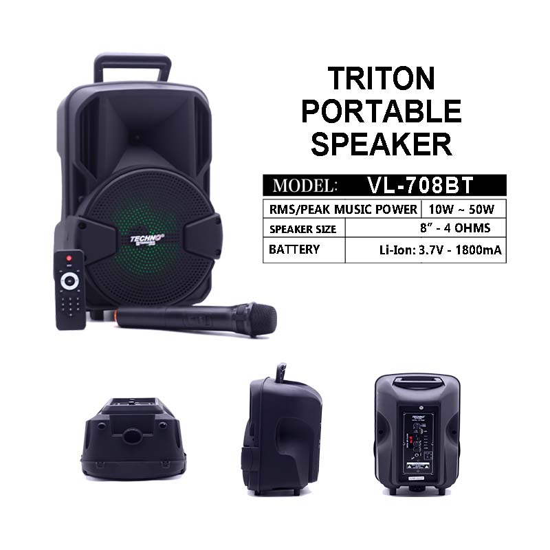 Techno Tamahi VL-708BT Multifunction Rechargeable Speaker System with wireless Microphone