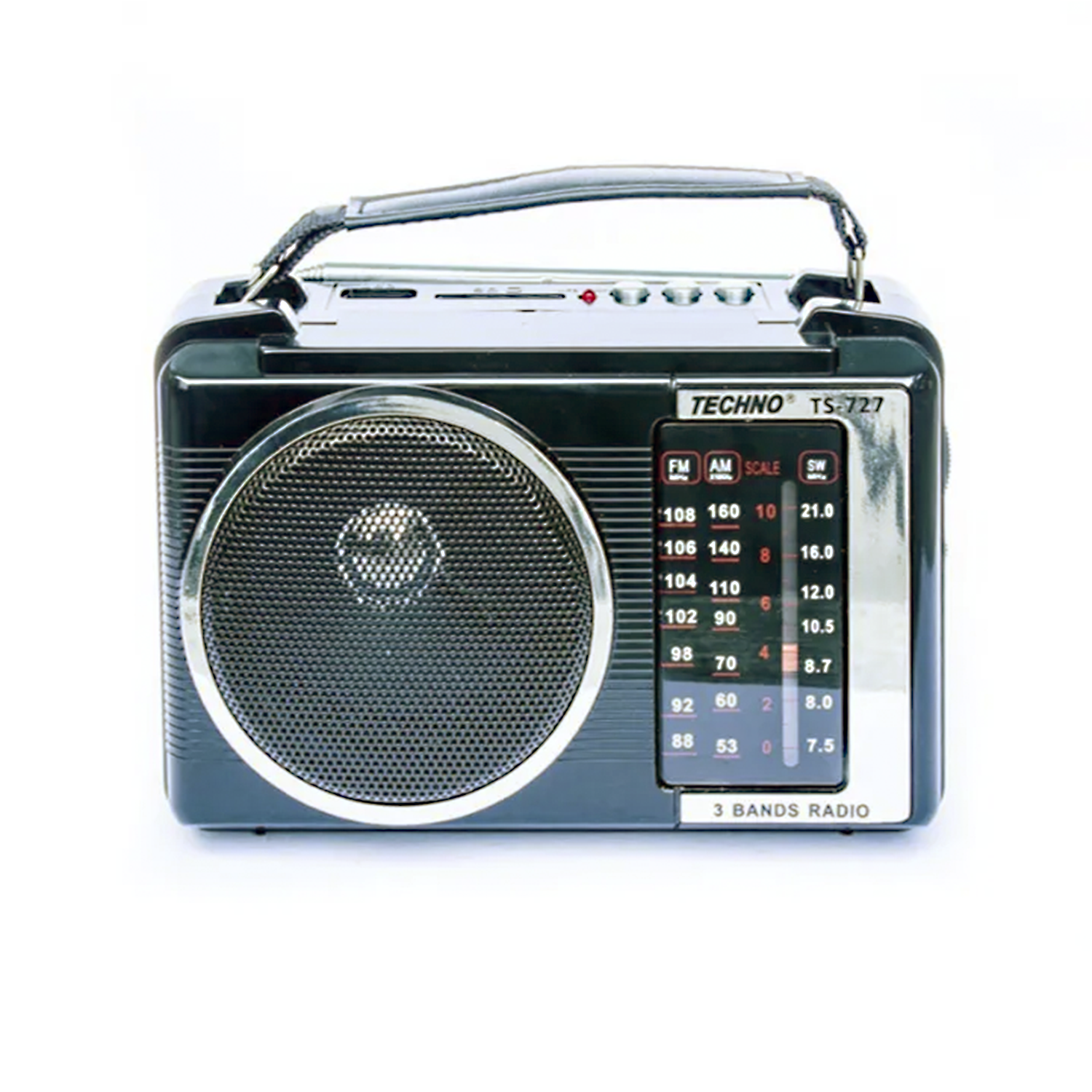 Techno Tamashi TS-727B Classic 3-Band Rechargeable Radio with USB/SD & Bluetooth | Portable Retro Radio with AC/DC/Battery Power – AM/FM/SW